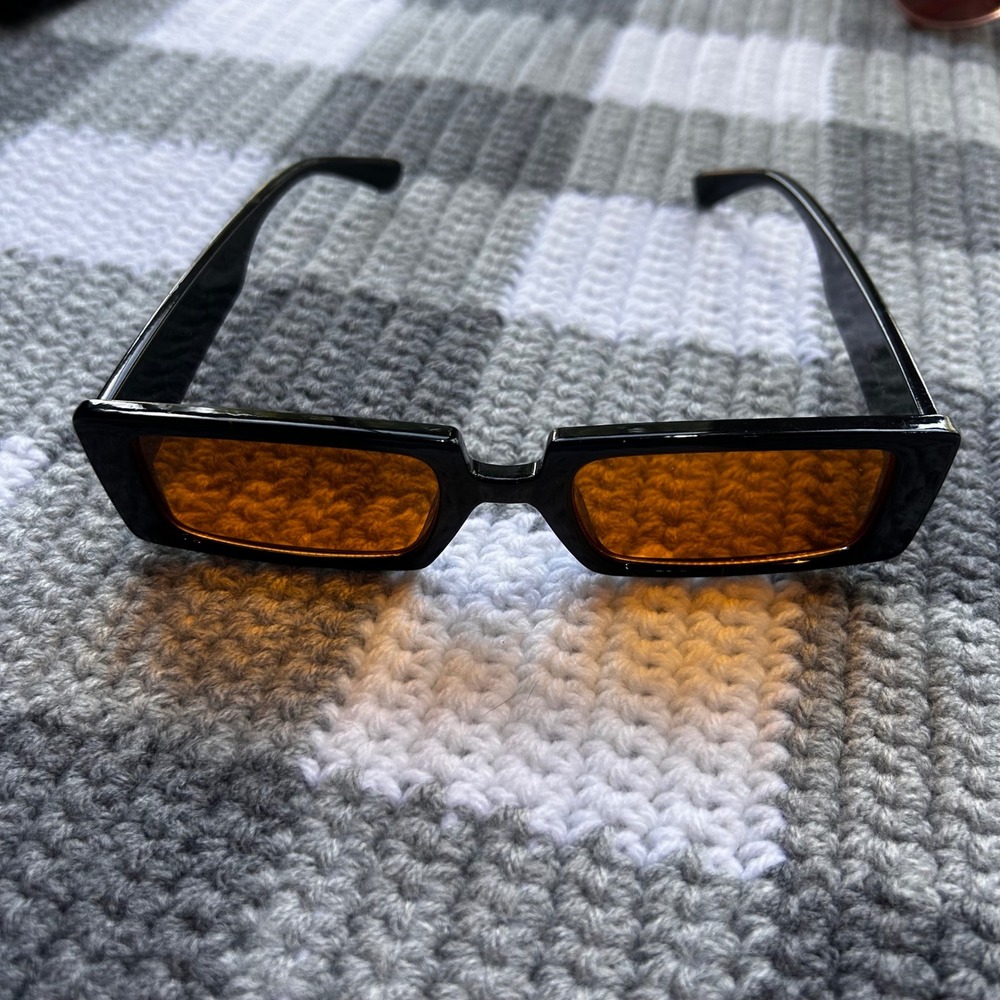 Unbranded Sunglasses Rectangular OS Black Orange Y2K Cyberpunk Retro Streetwear